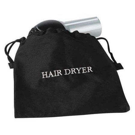 HOSPITALITY 1 SOURCE Hair Dryer Bag, Fire Retardant, Black, 10PK FRHDBAGWH